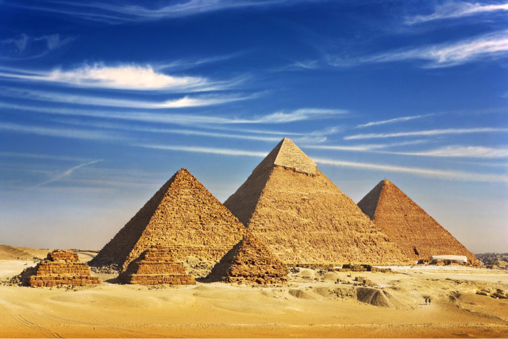 Ancient pyramids along the Nile in Egypt